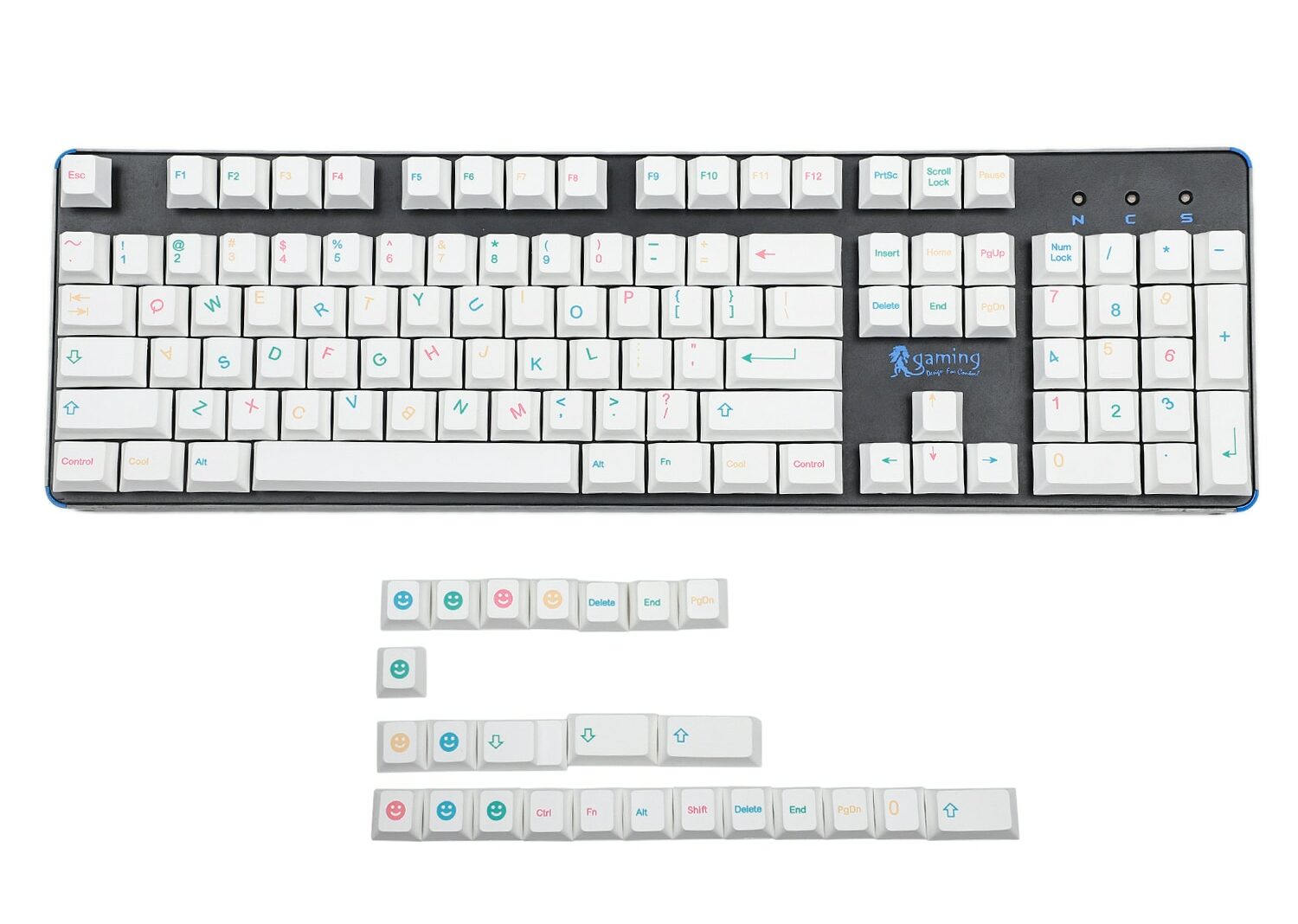 Colorful-white-Coolkid-Naughty-PBT-keycaps-set