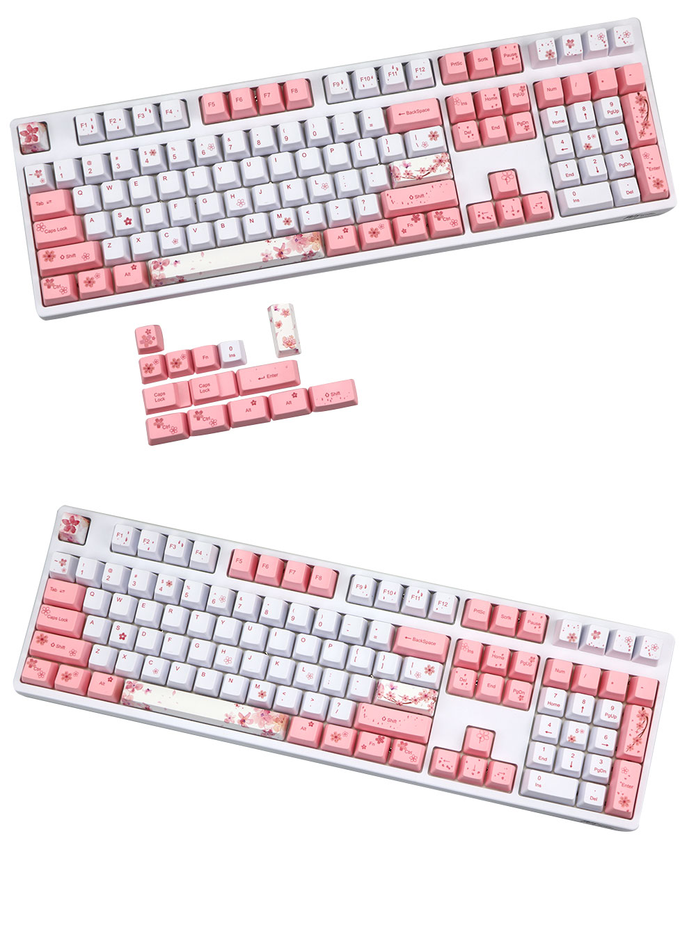 Sakura-Japanese-keycap-set-full-keyboard