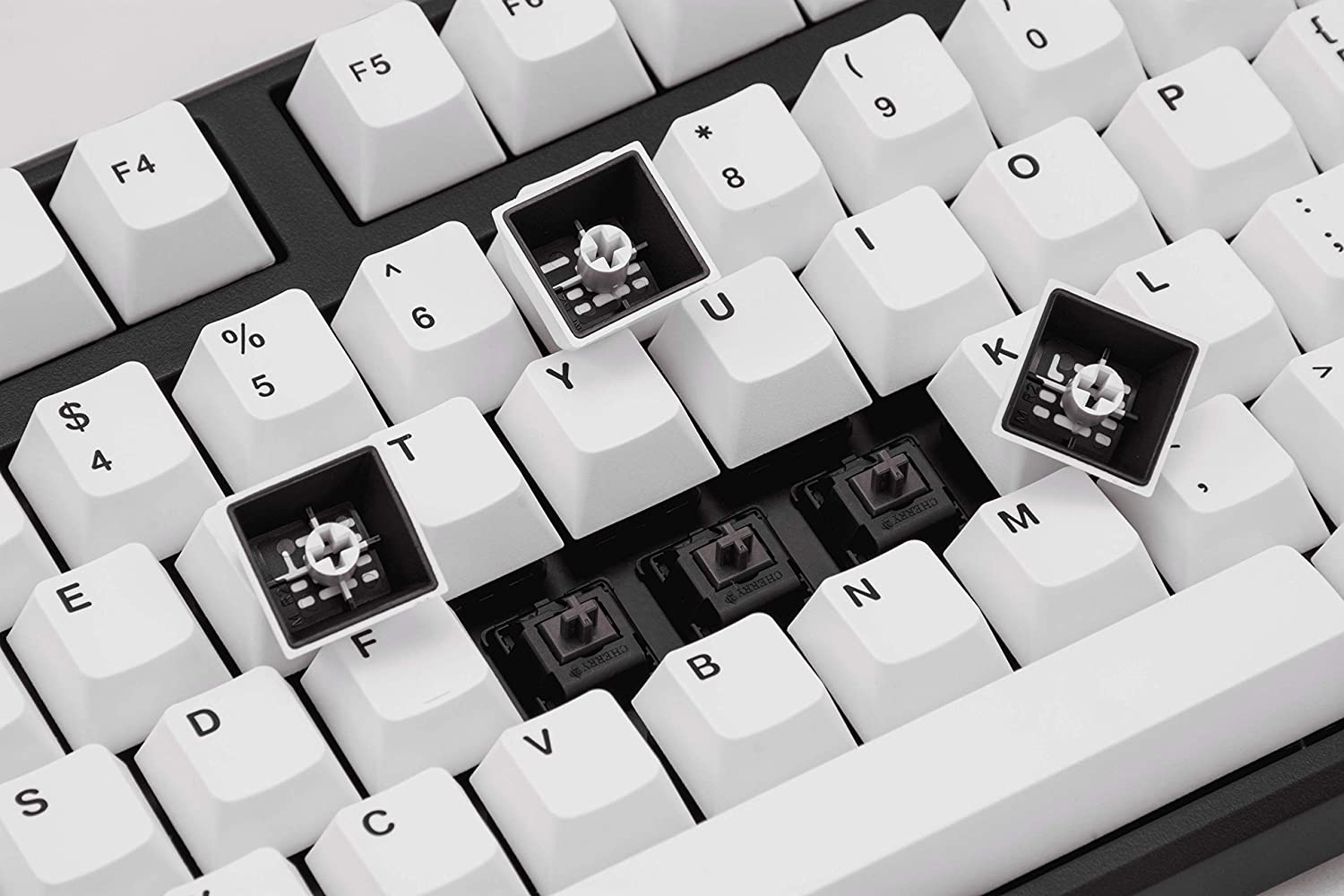 double shot keycaps black and white