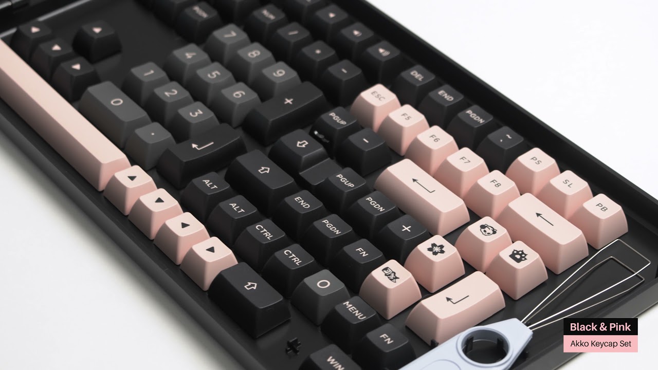 akko keycaps black and pink