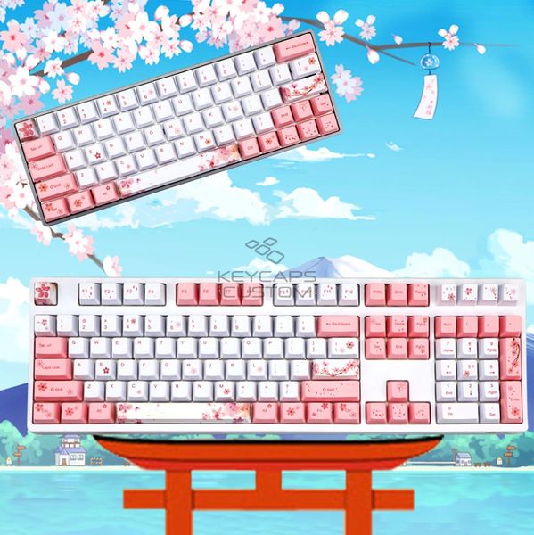 PBT Sakura Japanese 73 Keycaps Set 0_Keycaps PBT Sakura Japanese 73 key Keycap Set