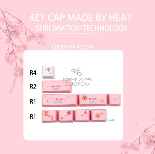 PBT Sakura Japanese 73 Keycaps Set 3_Keycaps PBT Sakura Japanese 73 key Keycap Set
