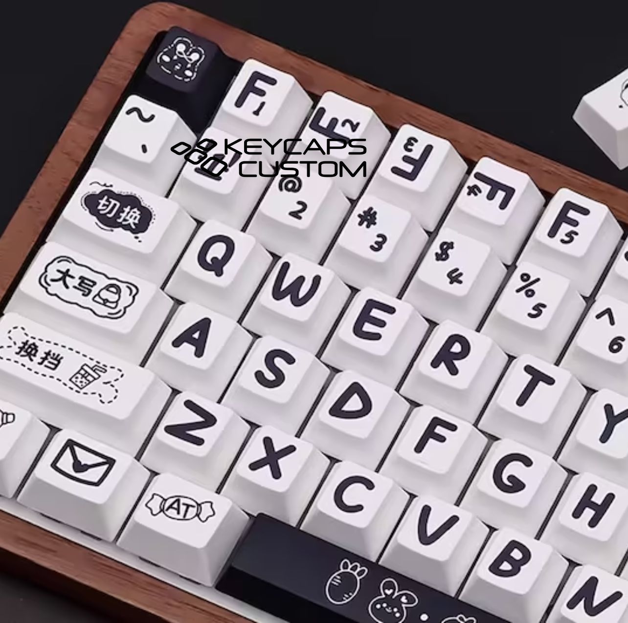 black-white-rabbit-large-letter-theme-keycaps.jpg black white rabbit large letter theme