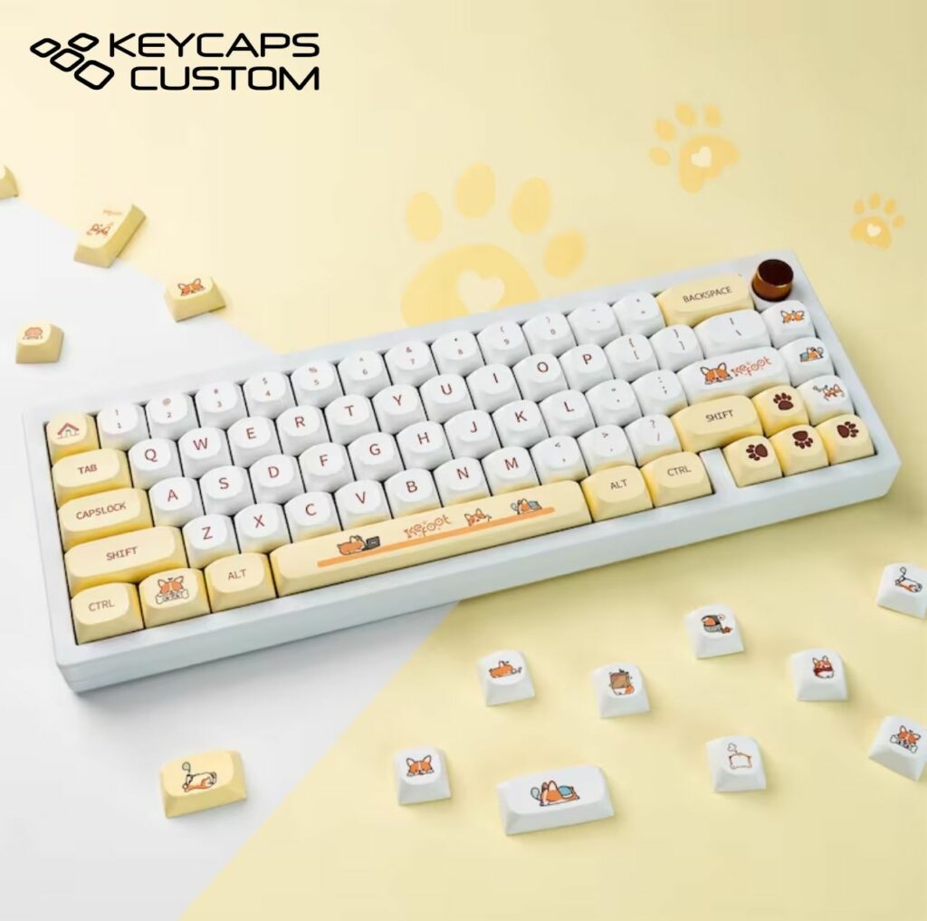 129PCS Cute Corgi Dog Theme Keycap Set, PBT Keycaps, MA Keycaps,Kawaii ...