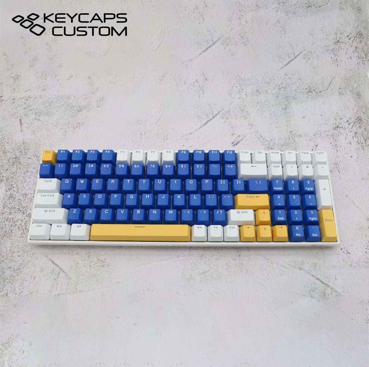 139pcs GANSS Blue White Yellow Theme Keycap Set, OEM Keycaps, PBT ...