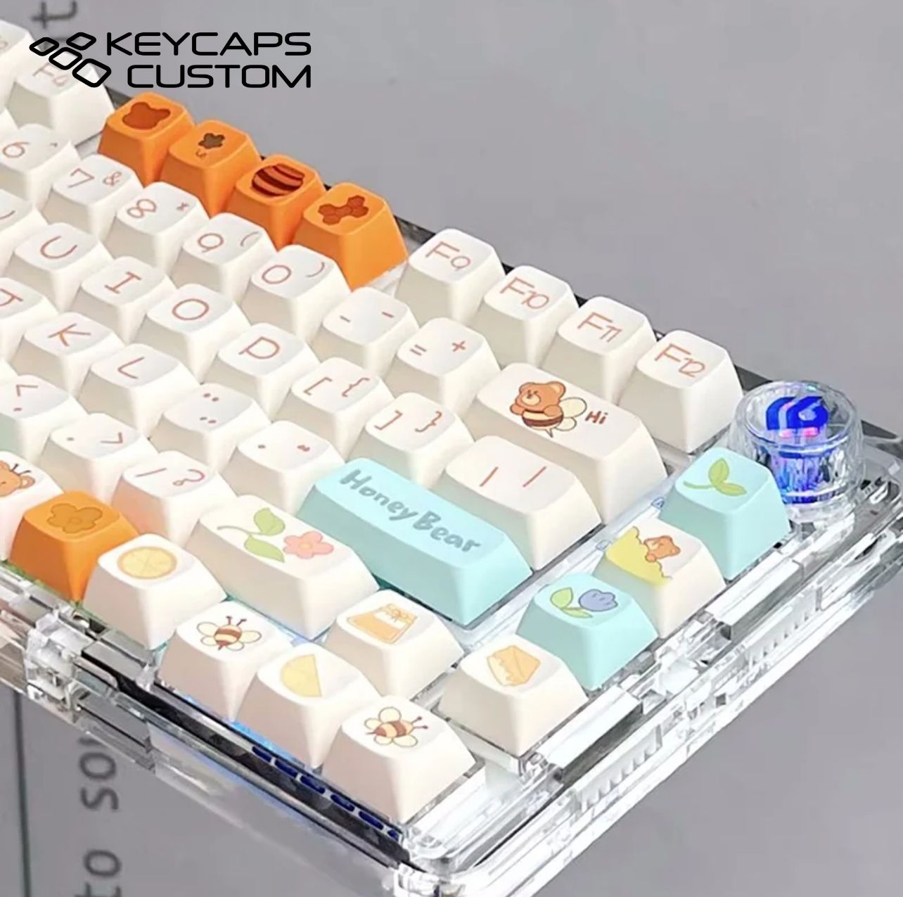 132PCS Honey Bear Keycap Set, Kawaii Bear Keycap, Personalized PBT ...