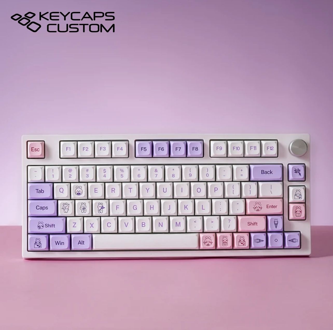 144pcs Lavender Rabbit Keycap Set, Purple Pink Keycap, Pbt Keycap, Xda 