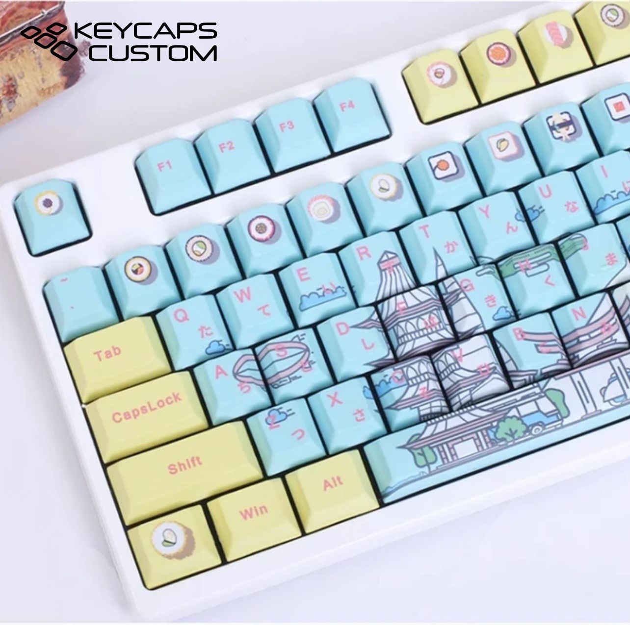 108pcs, Sushi-themed Keycaps,Cute Blue and Yellow Keycap,Cherry Keycap ...